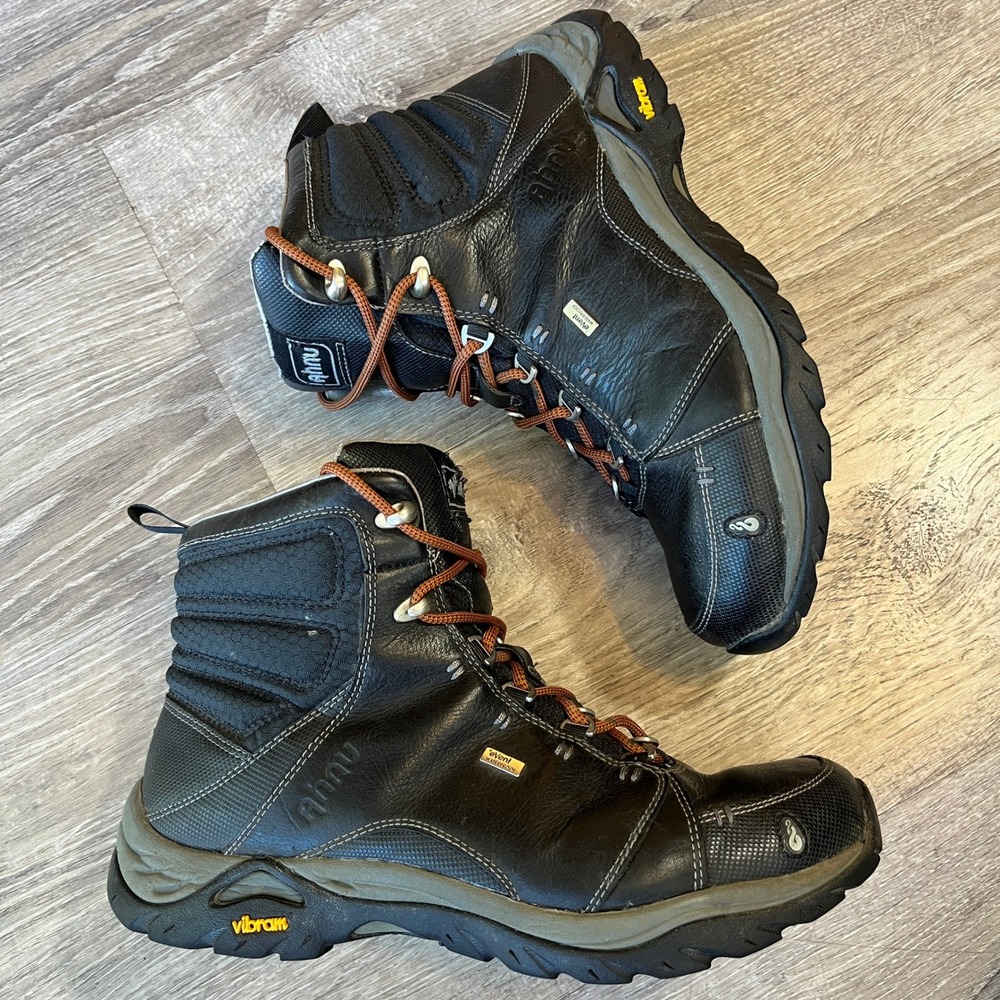 Ahnu Montara Black Leather eVent Waterproof Hiking Boots Vibram Sole Women 9